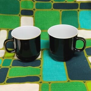 Vintage black stoneware made in Japan mugs